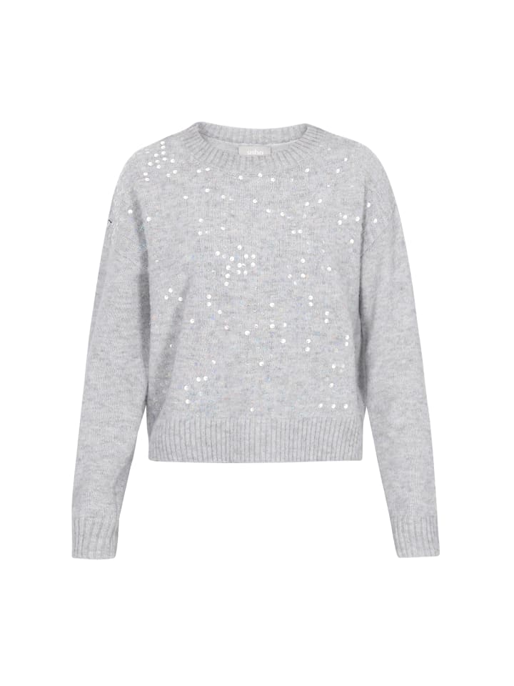 

Женский свитер светло-серого меланжевого цвета Usha