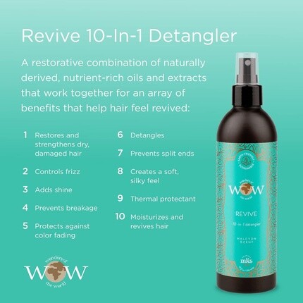 MKS eco WOW Revive Средство для расчесывания волос 10-в-1 Halcyon Scent, 10 жидких унций — для веганов и без тестирования на животных Earthly Body — фото 2