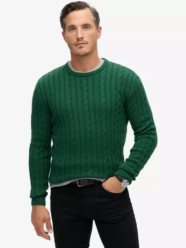 

Джемпер Superdry Cotton Classic Cable Knit Crew, цвет forest/green