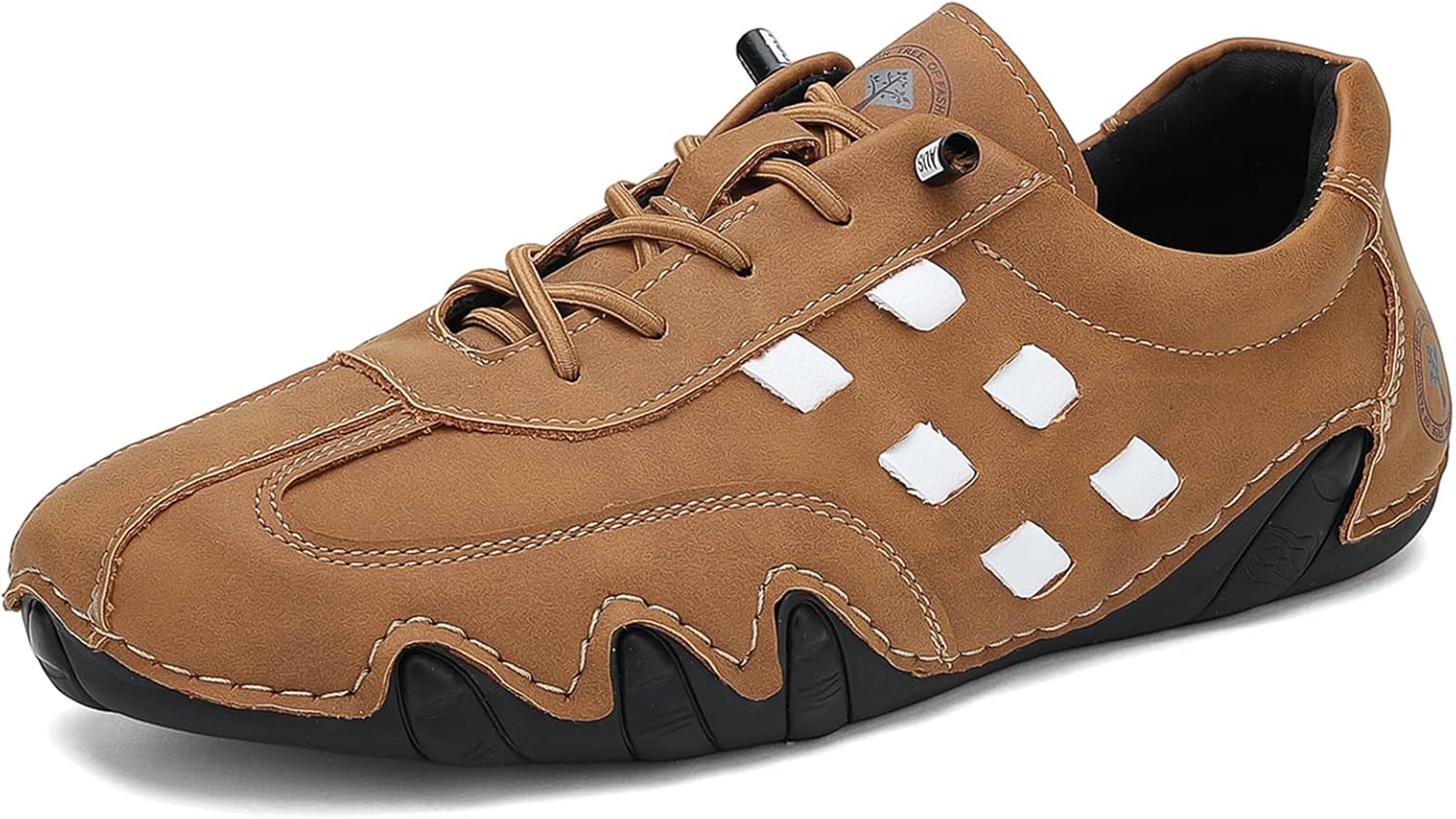 

Мужские кожаные повседневные слипоны для вождения, легкие, удобные, низкие, плоские для ходьбы, модные кроссовки Qijozxn, коричневый