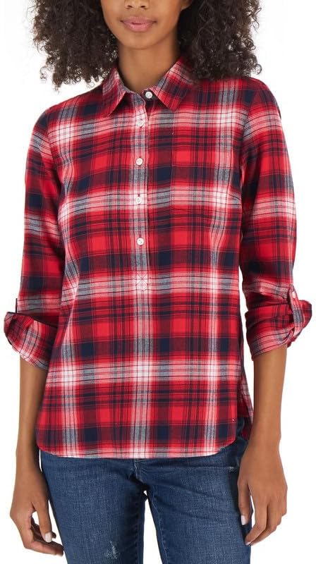 

Женская рубашка Tommy Hilfiger с длинным рукавом и застежкой-молнией на язычок, Scarlet Multi