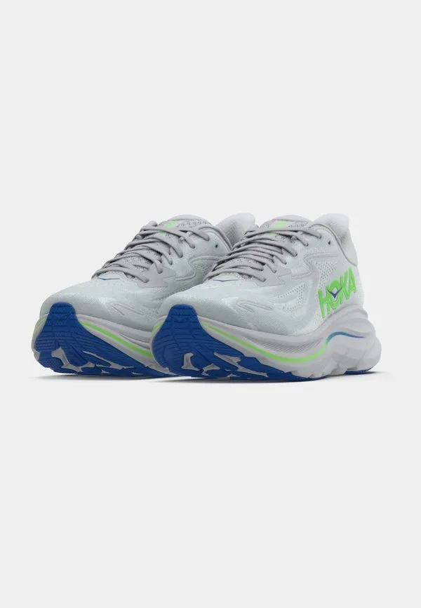 Кроссовки для бега по шоссе clifton 10 Hoka, Ash Grey/Neon Green — фото 3
