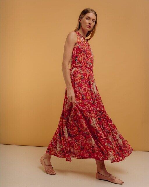 

Платье с длинными рукавами и проймой, с принтом пейсли Niza, коралловый