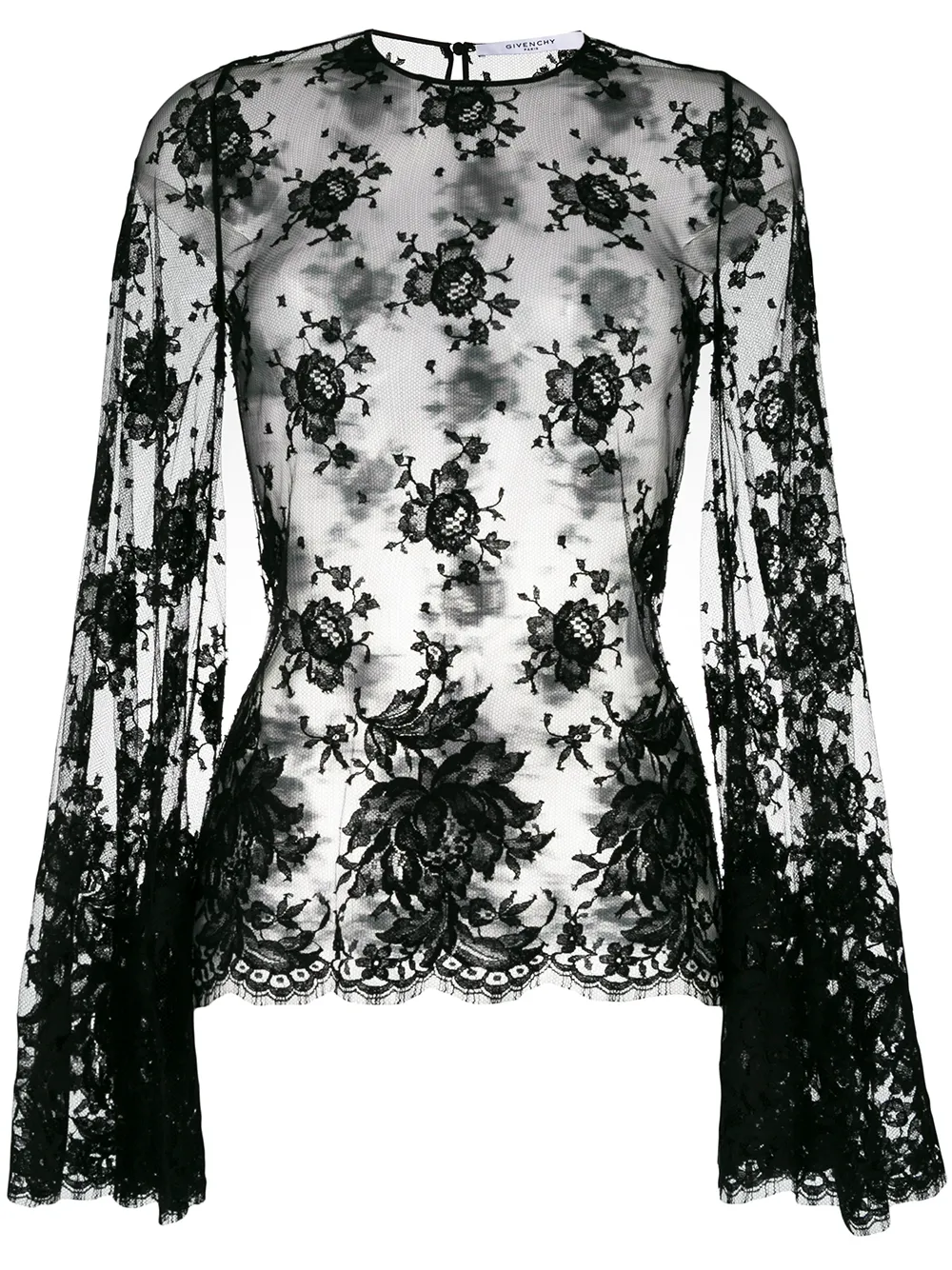 

Прозрачная блузка с цветочным кружевом Givenchy, черный