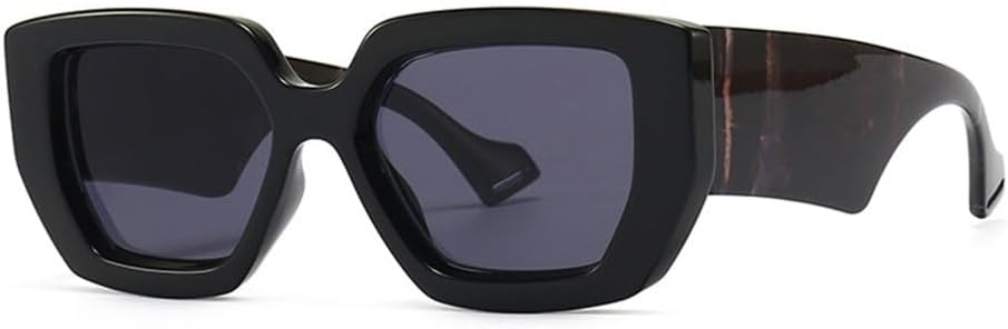 

Разноцветные солнцезащитные очки для женщин, большие солнцезащитные очки для мужчин и женщин, многоугольные очки с широкими дужками, солнцезащитные очки UV400 MTZJH, Black