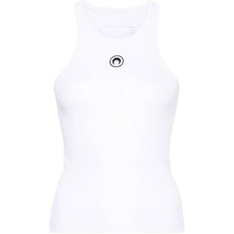 

Футболка без рукавов с вышитым логотипом Marine Serre, белый