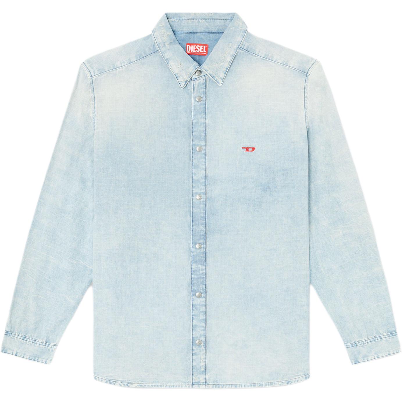 Джимовая рубашка с эффектом D-Simply bleach DIESEL, светло синий
