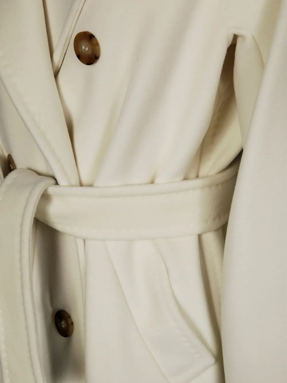 Пальто на пуговицах с поясом Max Mara, белый — фото 3