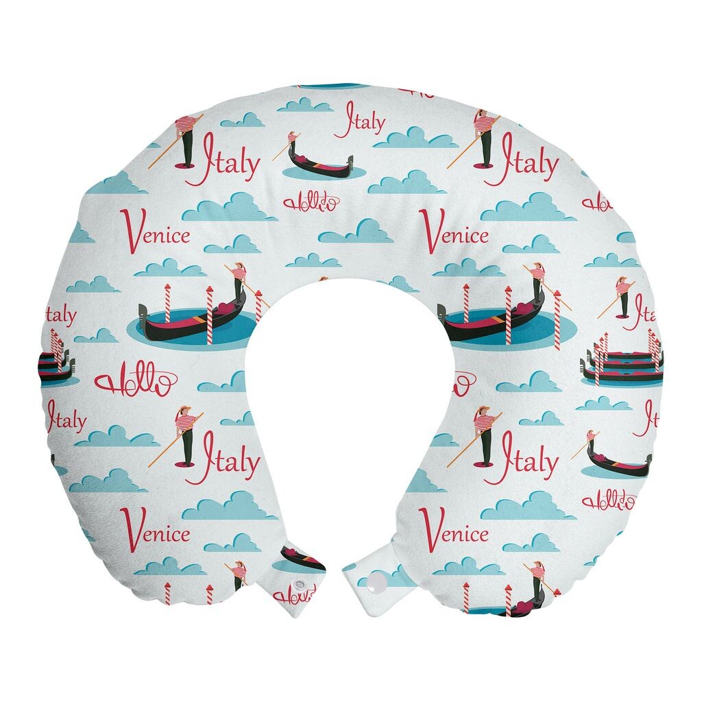 

ABAKUHAUS Италия Дорожная подушка для шеи, повторяющиеся гондолы Венеции, пенопластовые дорожные принадлежности для самолета и автомобиля, 30x30 см, белые и разноцветные