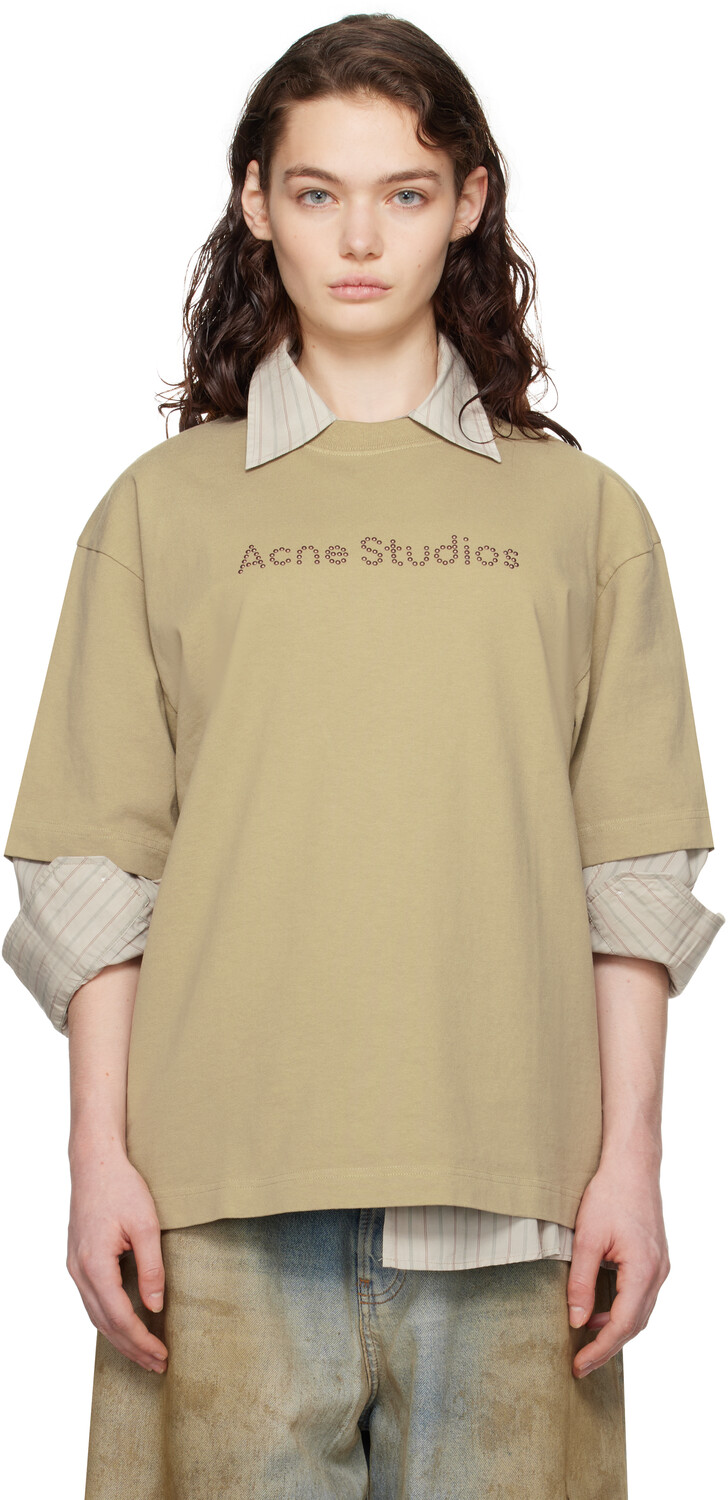

Бежевая футболка свободного кроя с логотипом Acne Studios