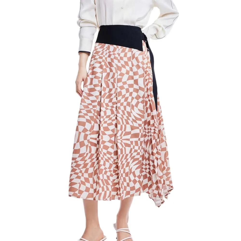 

Юбка Lily Checkerboard High Waist Midi Skirt, коричневый