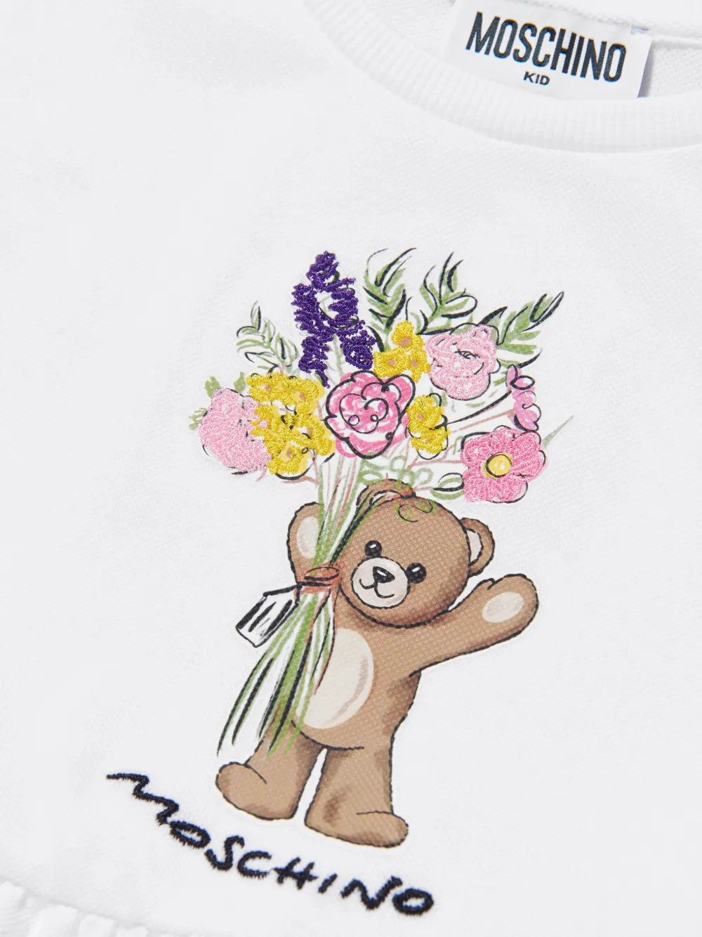 Платье с цветочной вышивкой Moschino Kids, белый — фото 4
