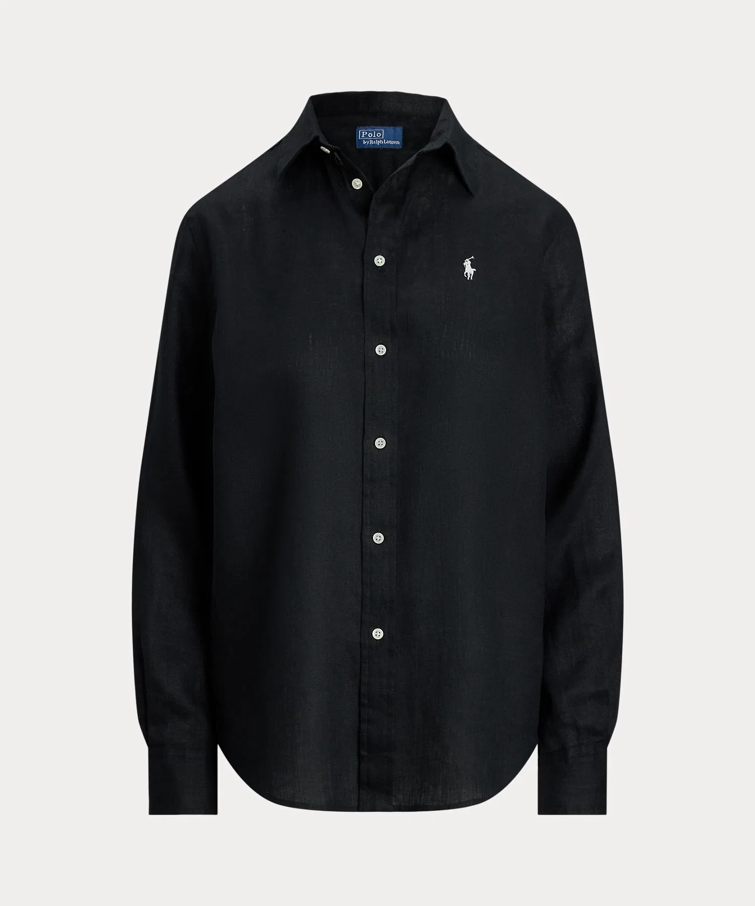 Женская льняная рубашка POLO RALPH LAUREN классического кроя чёрная — фото 2