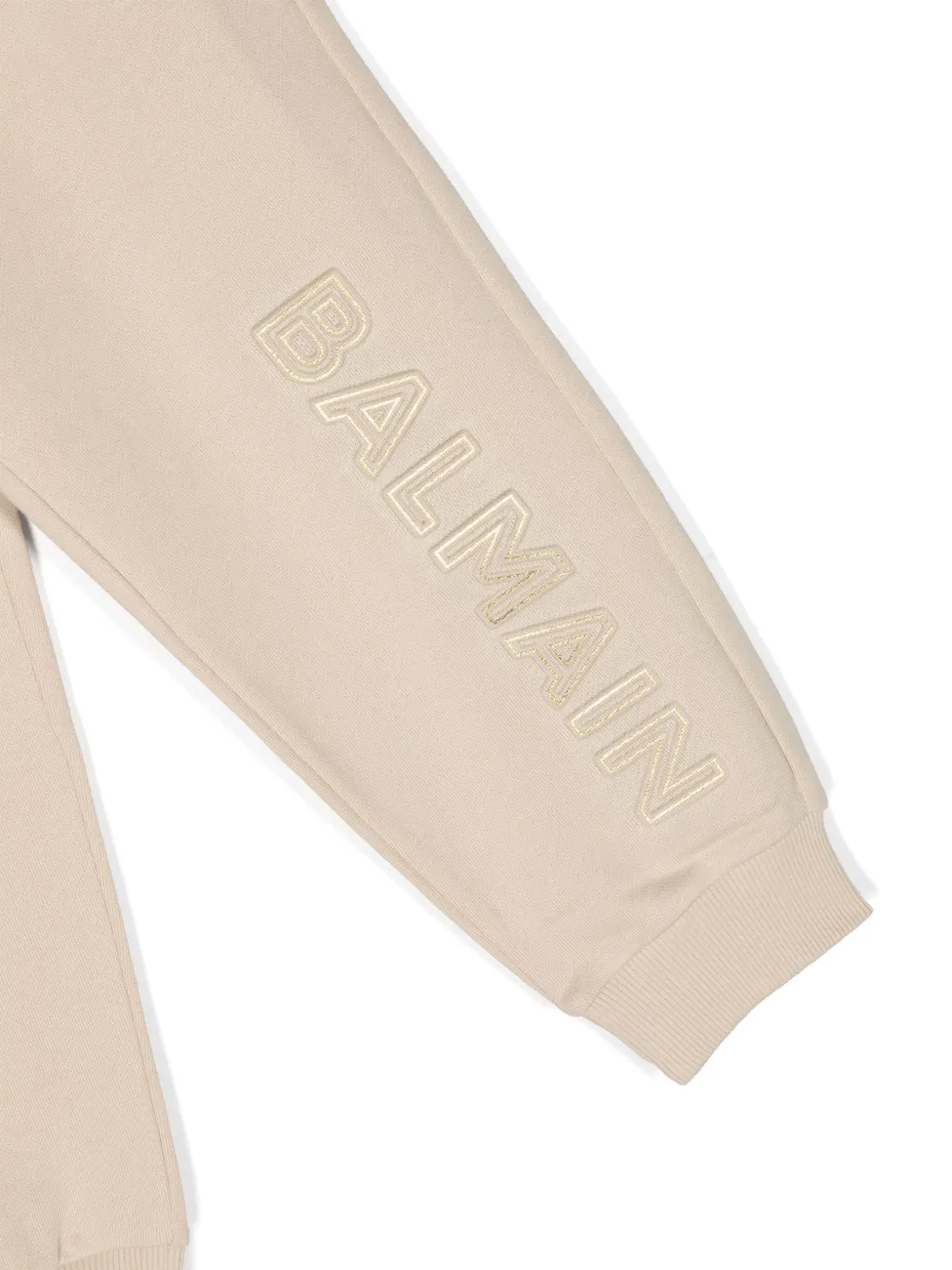 Спортивные брюки с тисненым логотипом Balmain Kids, бежевый — фото 3