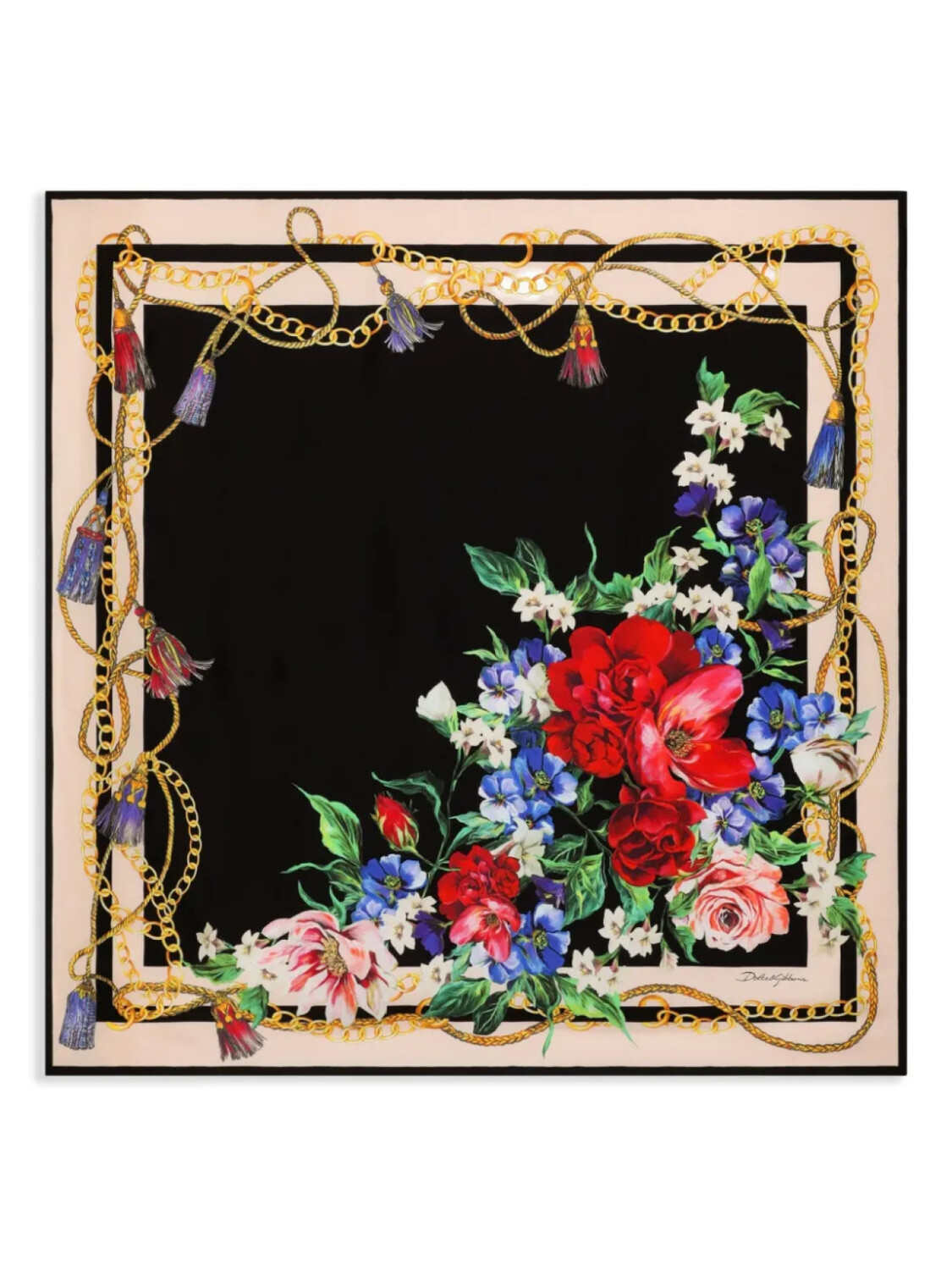 

Шарф с цветочным принтом Dolce & Gabbana, черный