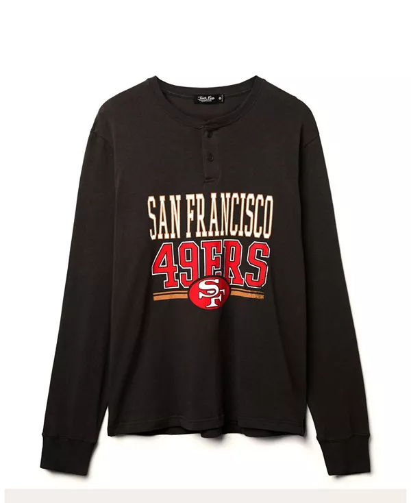 

Футболка-Поло с длинным рукавом унисекс с символикой НФЛ «Сан-Франциско 49ерс». Junk Food Clothing, черный