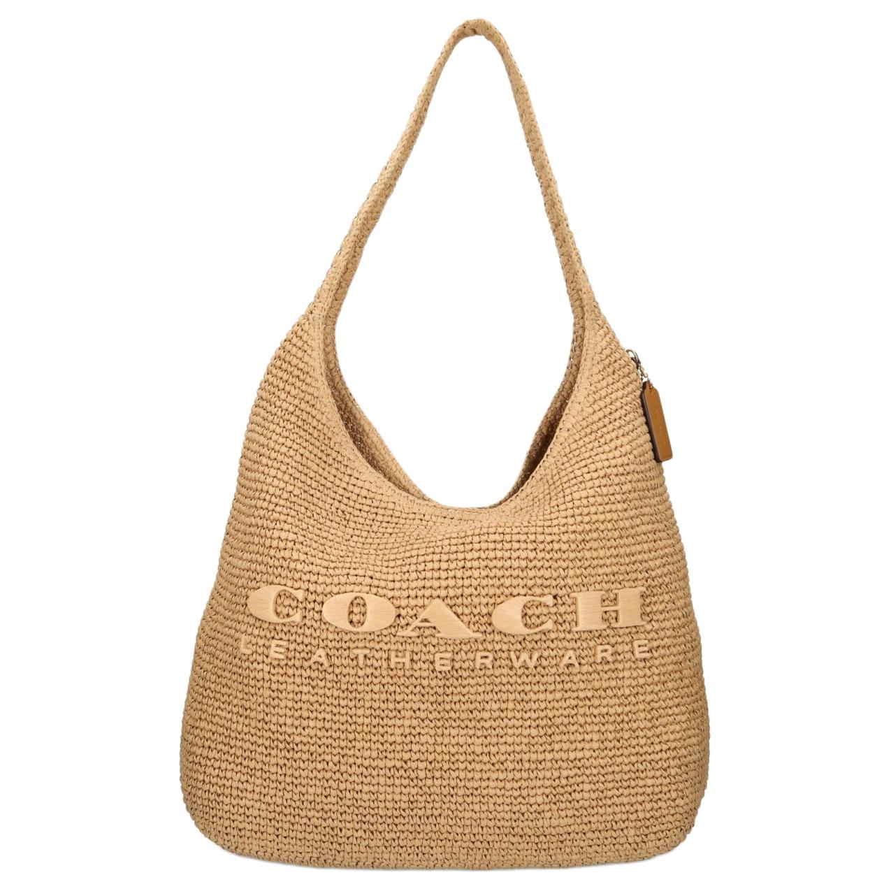 

COACH Бруклинская большая плетёная женская сумка через плечо бежевого цвета