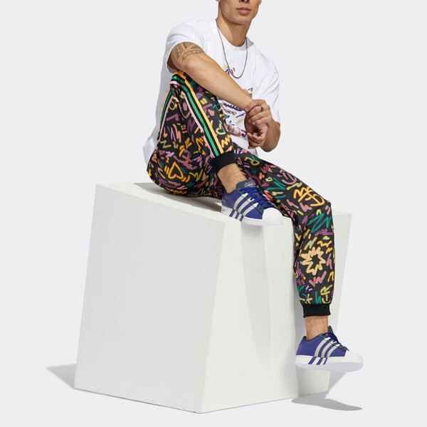 Брюки men's originals geometry pattern full print printing stripe casual pants/trousers multicolor Adidas, мультиколор — фото 3