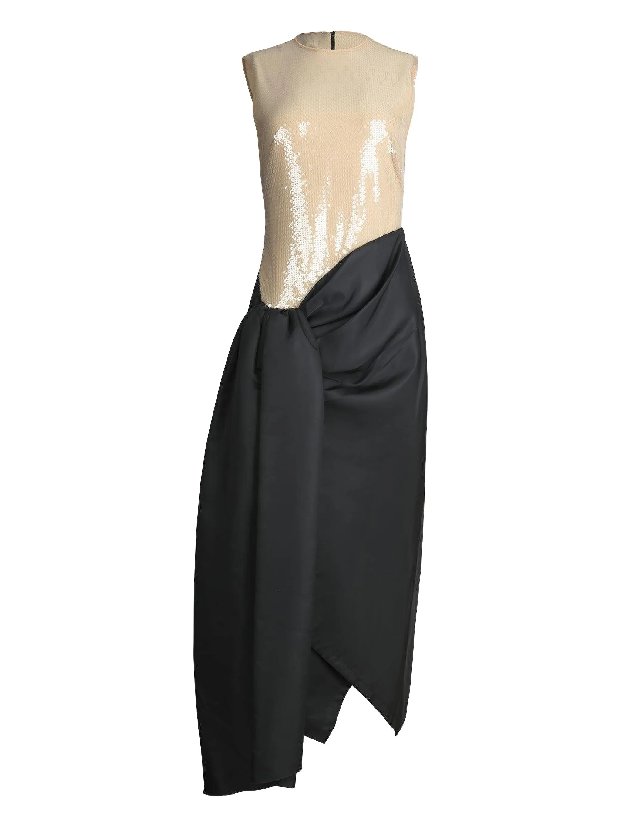 

Драпированное платье миди с блестками David Koma, бежевый