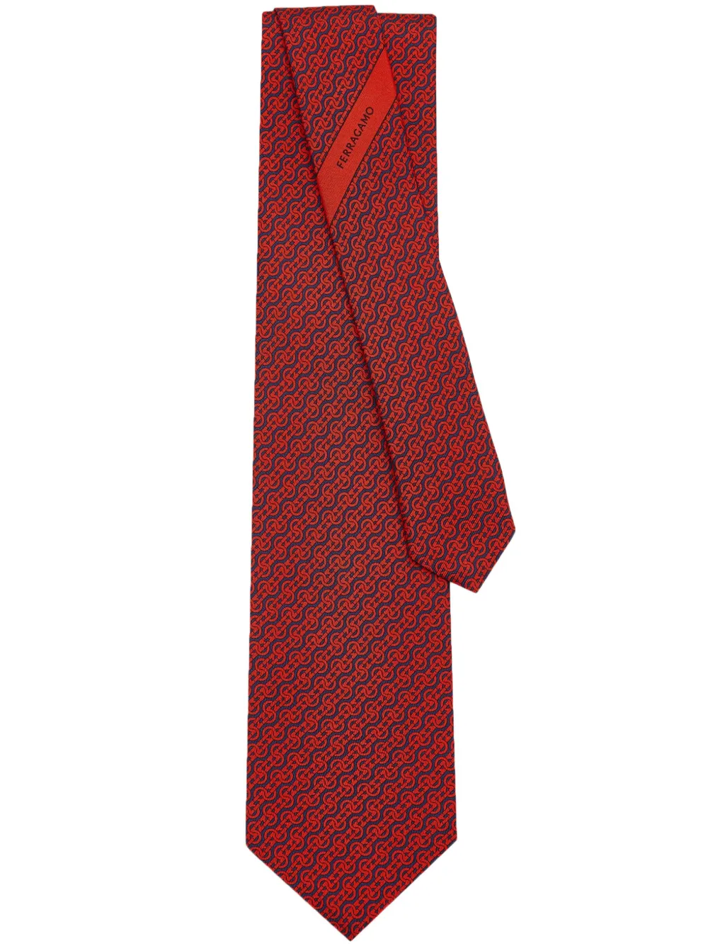 

Шелковый галстук с принтом Woven Ferragamo, синий