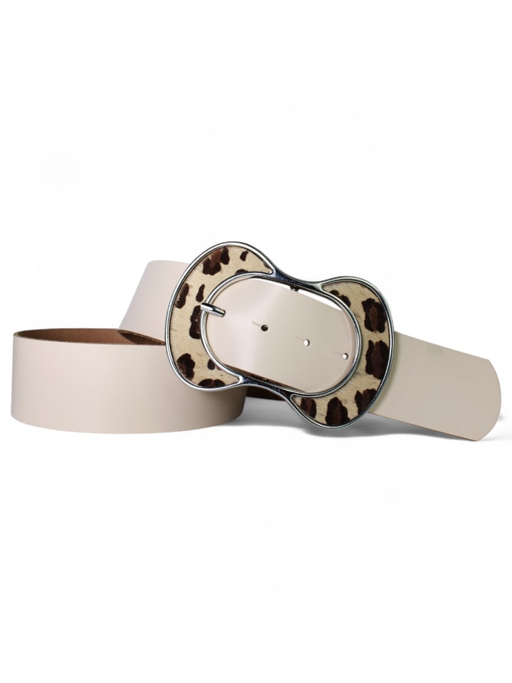 

FRONHOFER Женский пояс с леопардовым принтом, кремового цвета