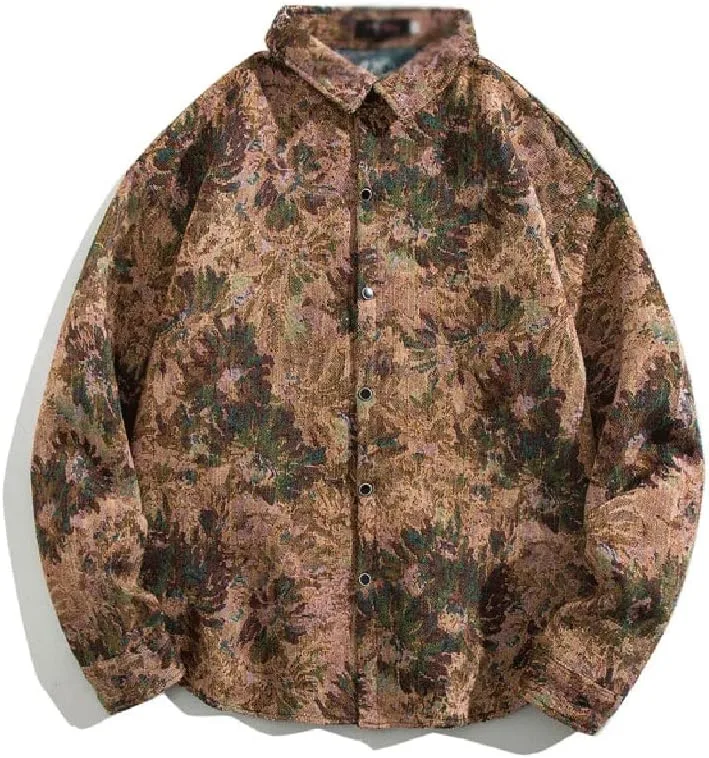 

Мужская куртка-рубашка утепленная с цветочным принтом THJKUPO