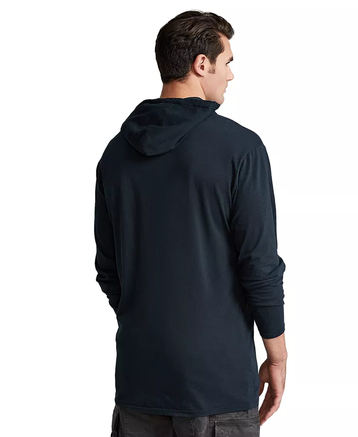 Мужская толстовка с капюшоном Big & Tall из джерси Polo Ralph Lauren, черный — фото 4