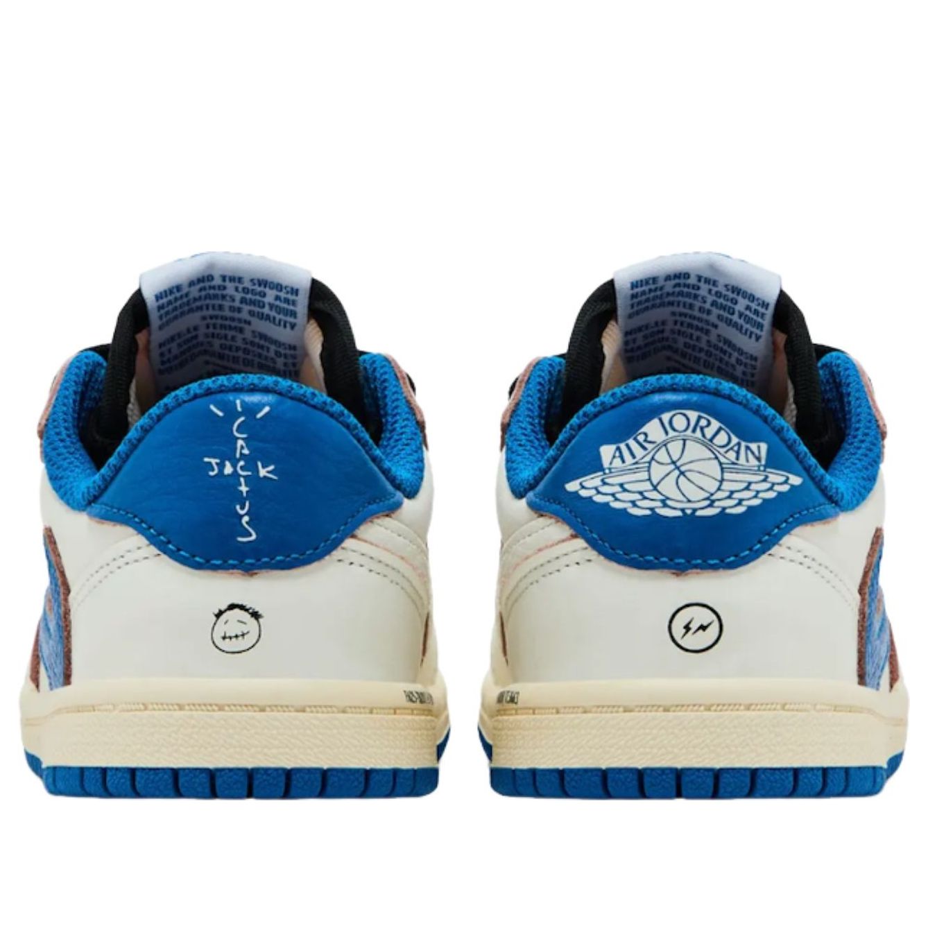 (TD) Air Jordan 1 Retro Low x Travis Scott x Fragment 'Sail Military Blue' — фото 2