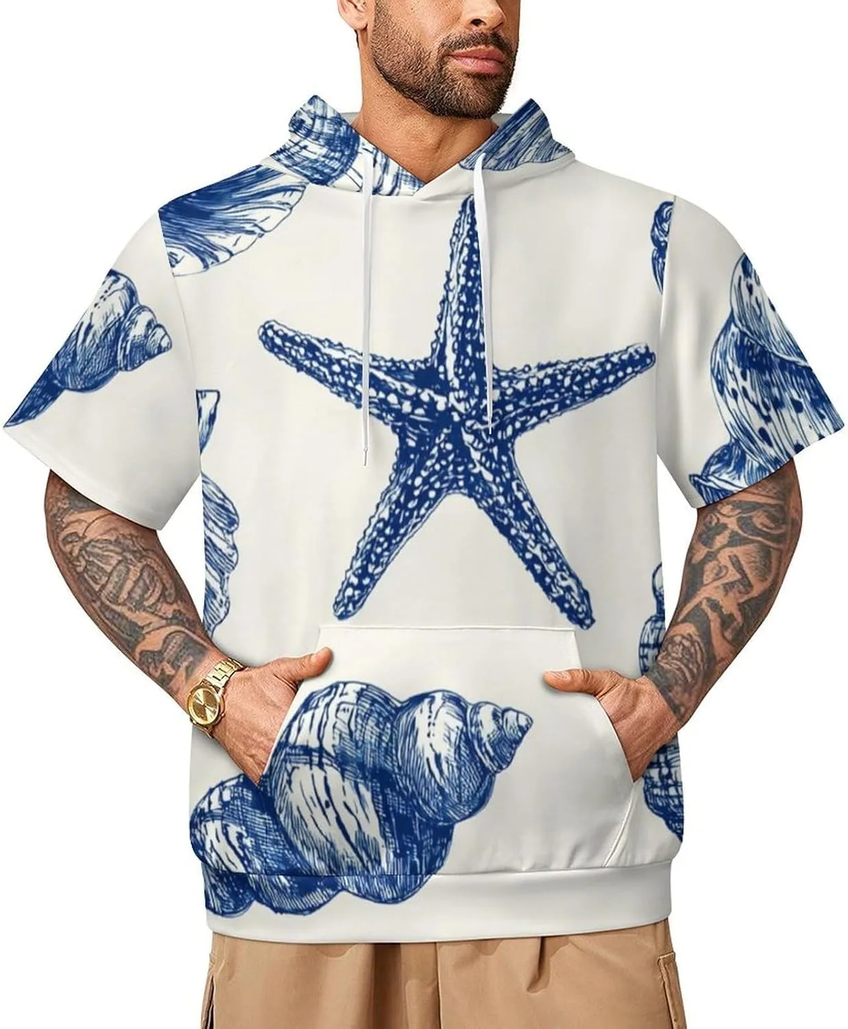 

Мужская гавайская толстовка с капюшоном и карманом Mlkfa