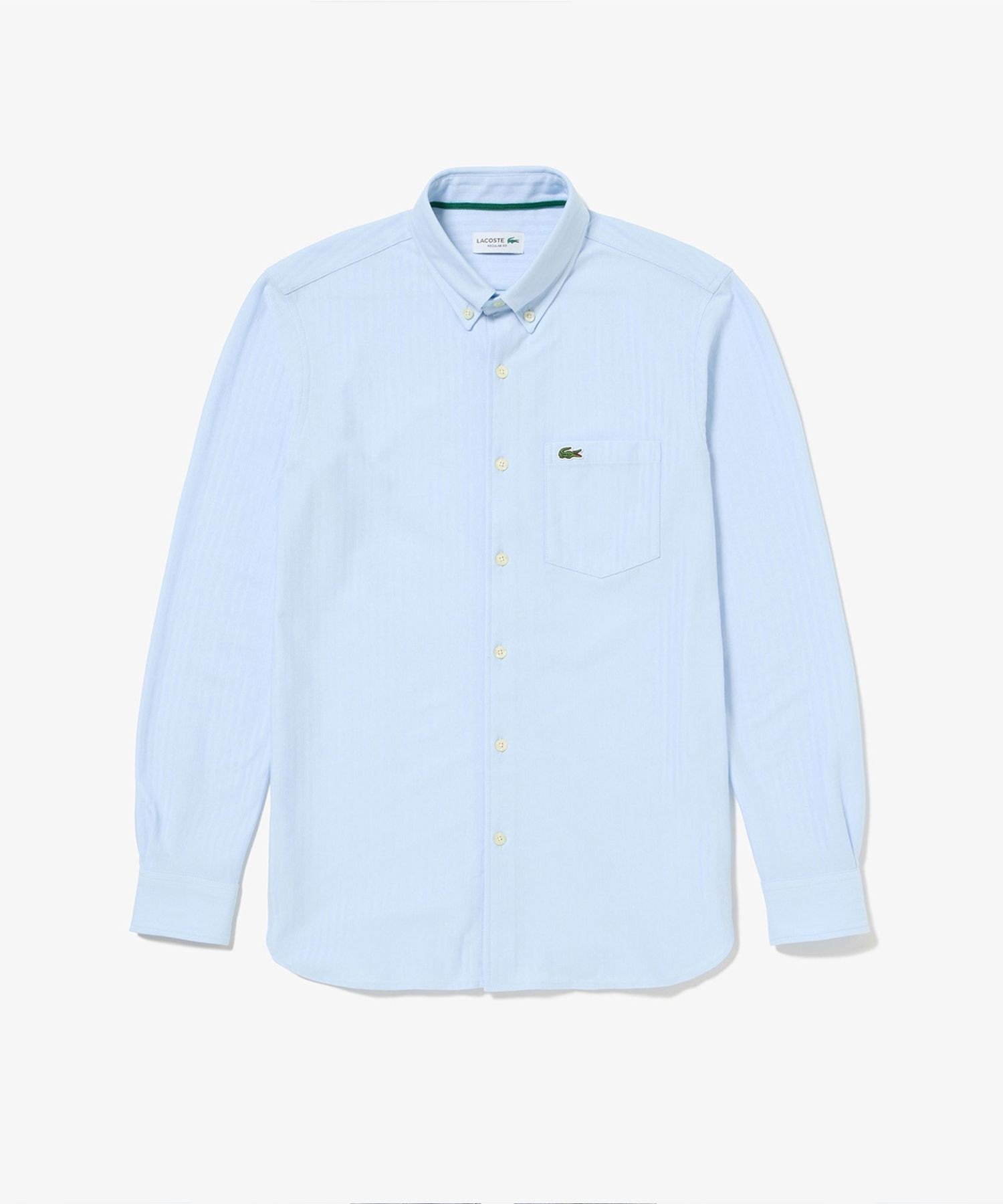 Рубашка из трикотажа с жаккардовой полосой и пуговицами LACOSTE, Light blue — фото 4