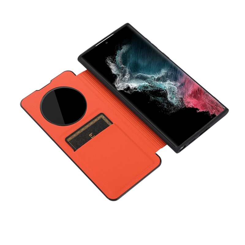 

Чехол для телефона Povatine, Orange Smart Round Window Sleep Holster