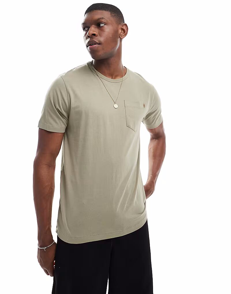 

Классическая футболка French Connection цвета светло-хаки с карманом French Connection Mens