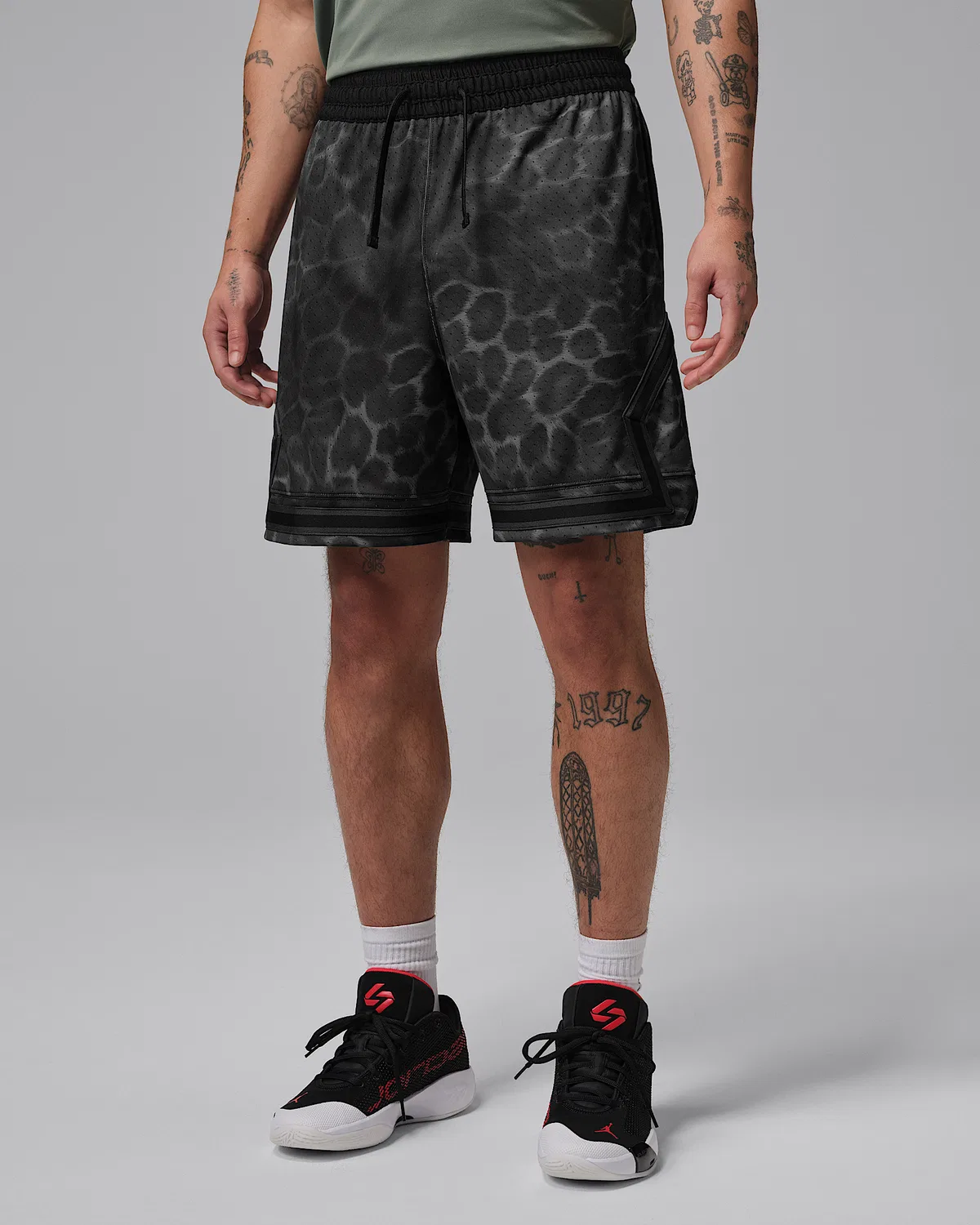 Мужские шорты Jordan Sport Dri-FIT с принтом Diamond, Black/Black