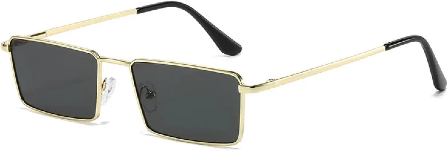 

Винтажные металлические солнцезащитные очки маленького размера для мужчин и женщин, в стиле ретро, ​​стильные очки с защитой от УФ-излучения UV400 VVTWSSW, Gold-black