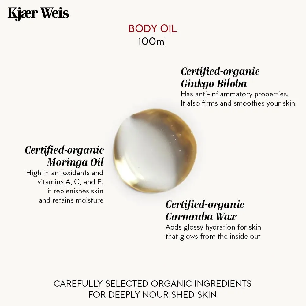 Kjaer Weis Body Oil Refill, быстро впитывающийся увлажняющий крем с сертифицированными органическими маслами для сухой кожи, 100 мл Kjær Weis — фото 3