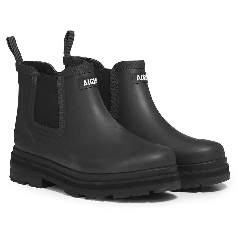 Женские ботинки челси Aigle Soft резиновые с меховой подкладкой, черный
