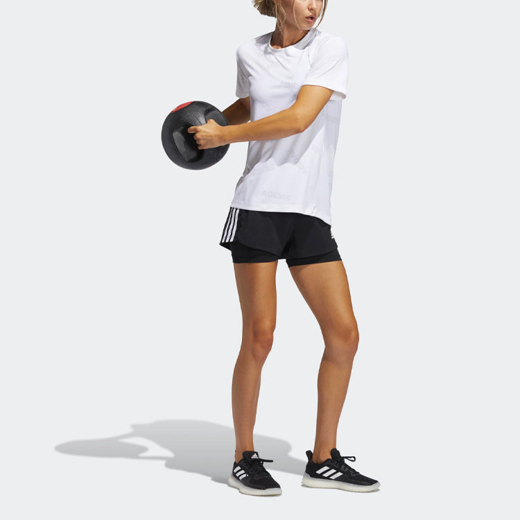 Шорты (WMNS) adidas Pacer 3s 2 In 1 Training Sports Shorts Black GL7686 — фото 2