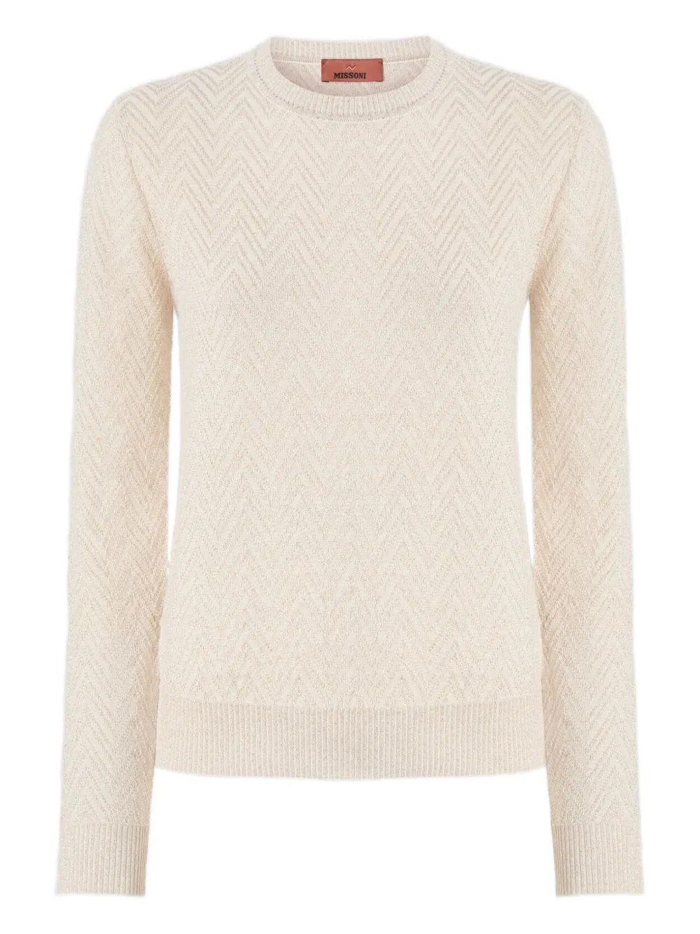 

Свитер с круглым вырезом и шевронным узором Missoni, нейтральный