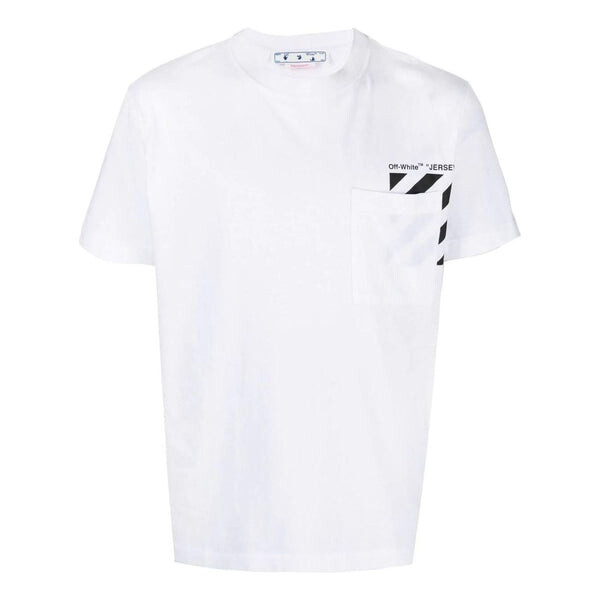 

Футболка Men's OFF-WHITE Chest Stripe Pocket Round Neck Short Sleeve White T-Shirt, белый