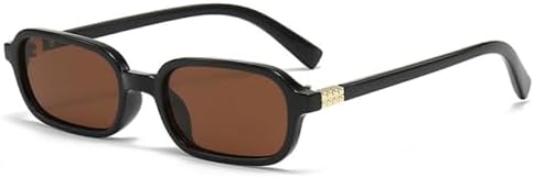 

Модные маленькие прямоугольные солнцезащитные очки для женщин с защитой от УФ-излучения UV400, ретро-оправа с прозрачными линзами, оправа для мужских очков MTZJH, Black Tea