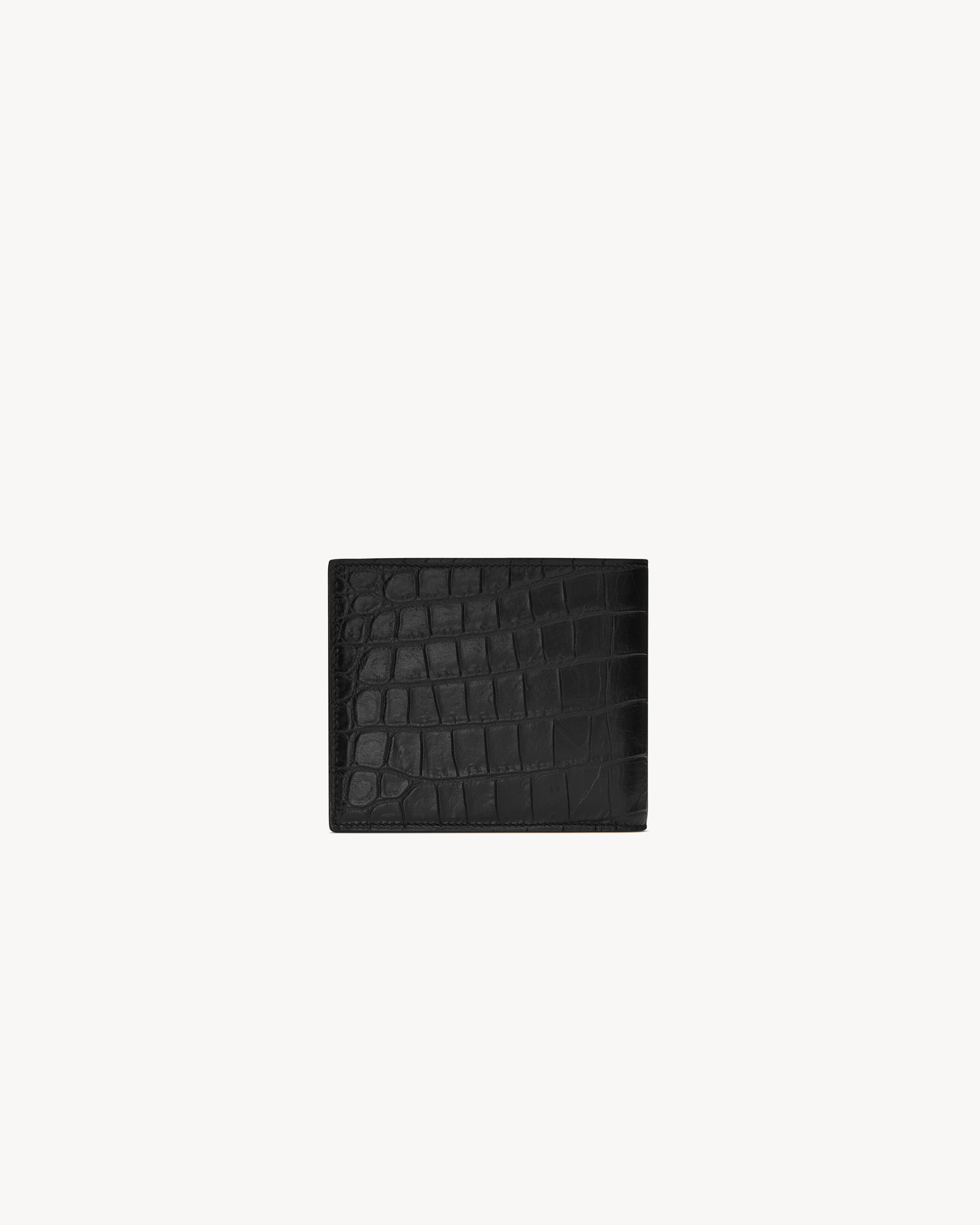 Кошелек TINY CASSANDRE East/West с монетницей из матовой кожи с тиснением под крокодила Saint Laurent, черный — фото 2