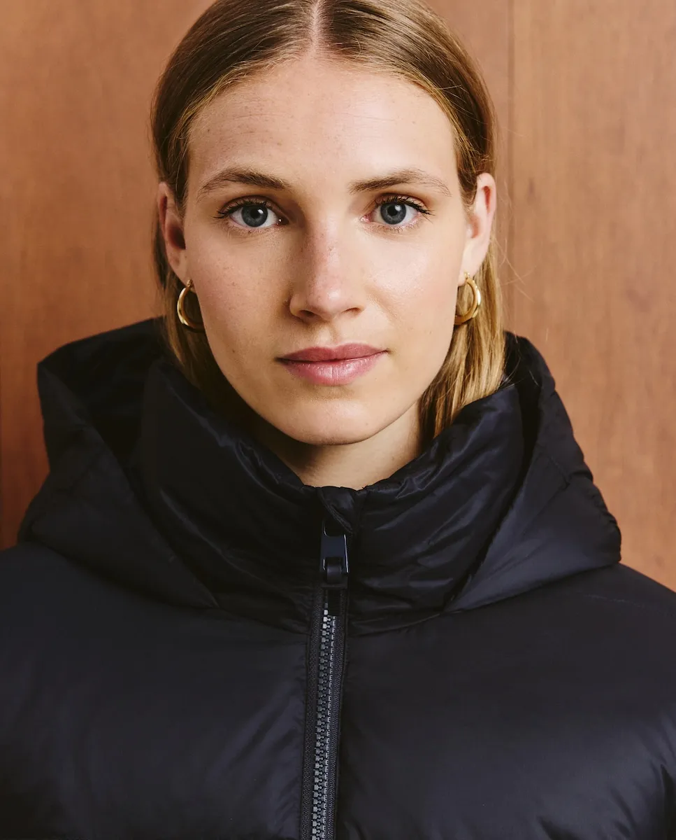 

Длинный гладкий пуховик для женщин Southern Cotton, темно-синий