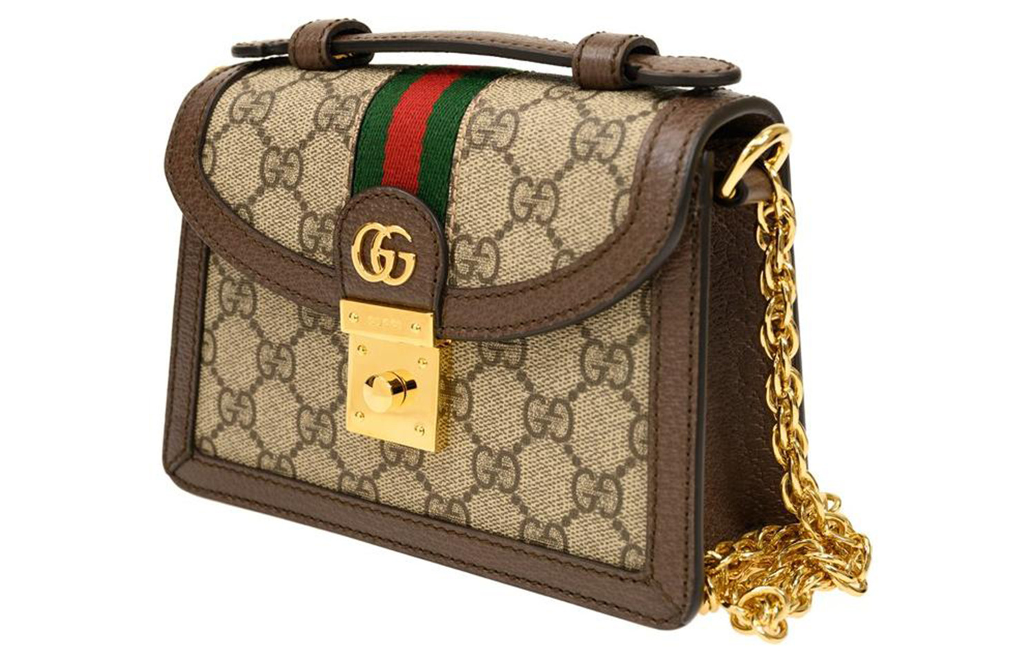 Мини-сумка Gucci Ophidia через плечо из канваса с отделкой из кожи — фото 2