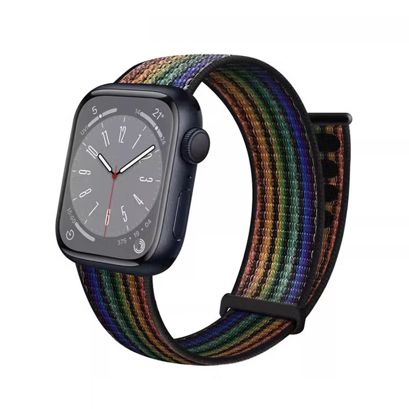 

Penc Iwatch Часы Strap Apple Compatibility Nylon Material 49mm, Two-Piece Nylon Hook-and-Loop Strap [Black Rainbow]