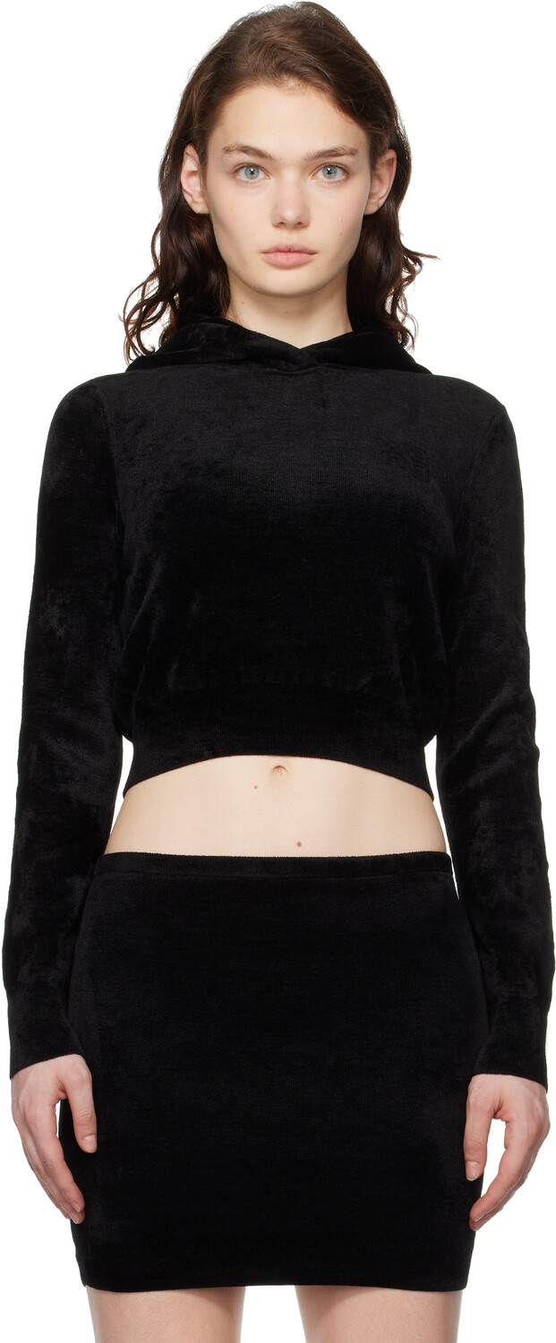 

Укороченная толстовка с капюшоном на молнии alexanderwang.t, черный