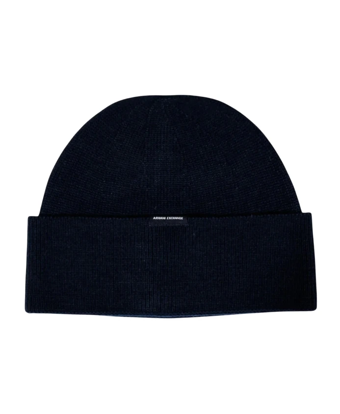

Синяя шерстяная вязаная шапка Armani Exchange, синий