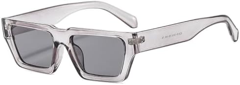 

Модные маленькие прямоугольные солнцезащитные очки серого цвета с защитой от УФ-излучения UV400, ретро-квадратные солнцезащитные очки с леопардовым принтом для мужчин MTZJH, Gray Gray