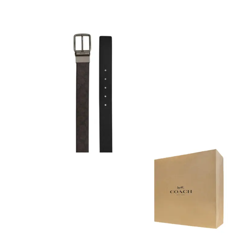 

Ремни из телячьей кожи унисекс Walnut Wood/Black ширина 3,8 см COACH, черный