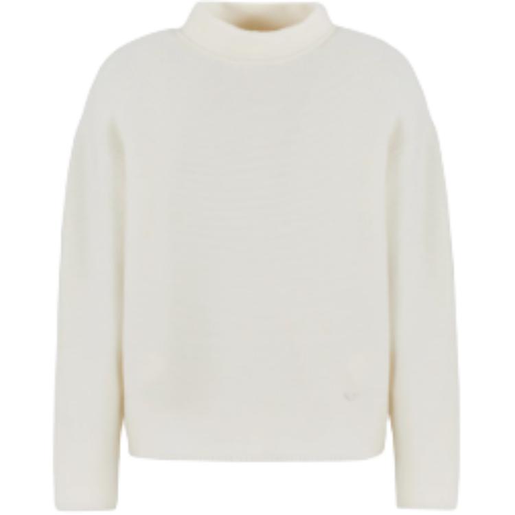 Свитер Virgin Wool Mock-neck Jumper In A Links-stitch Motif EMPORIO ARMANI, белый — фото 2