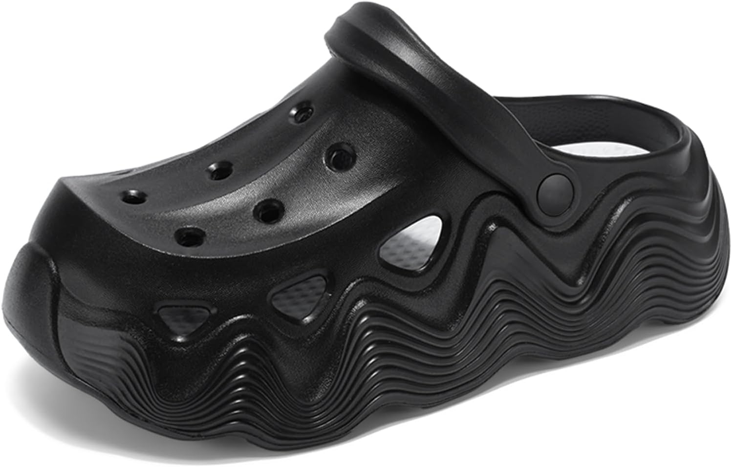 

Мужские и женские сабо с удобной посадкой, повседневные массивные платформы с толстой подошвой, волнообразный дизайн, унисекс, с круглыми носками, дышащие с отверстиями, для ежедневного ношения, на пляж, в сад, дома, на улице и в помещении Psiei...